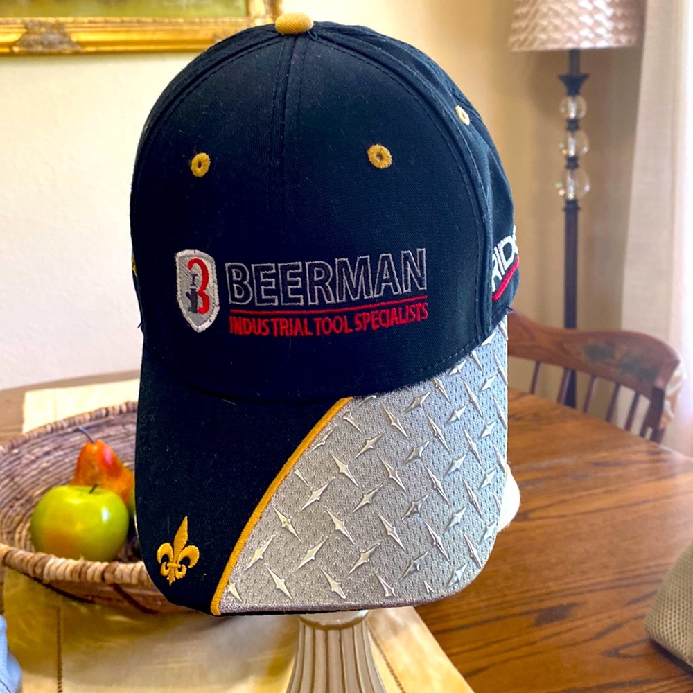 The Max Hat “Beerman Industrial Tools”w/Saints logo,silver/black bib-One Size